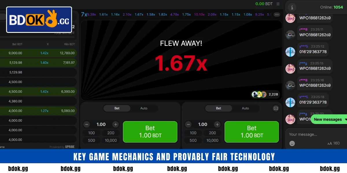 Key game mechanics and provably fair technology